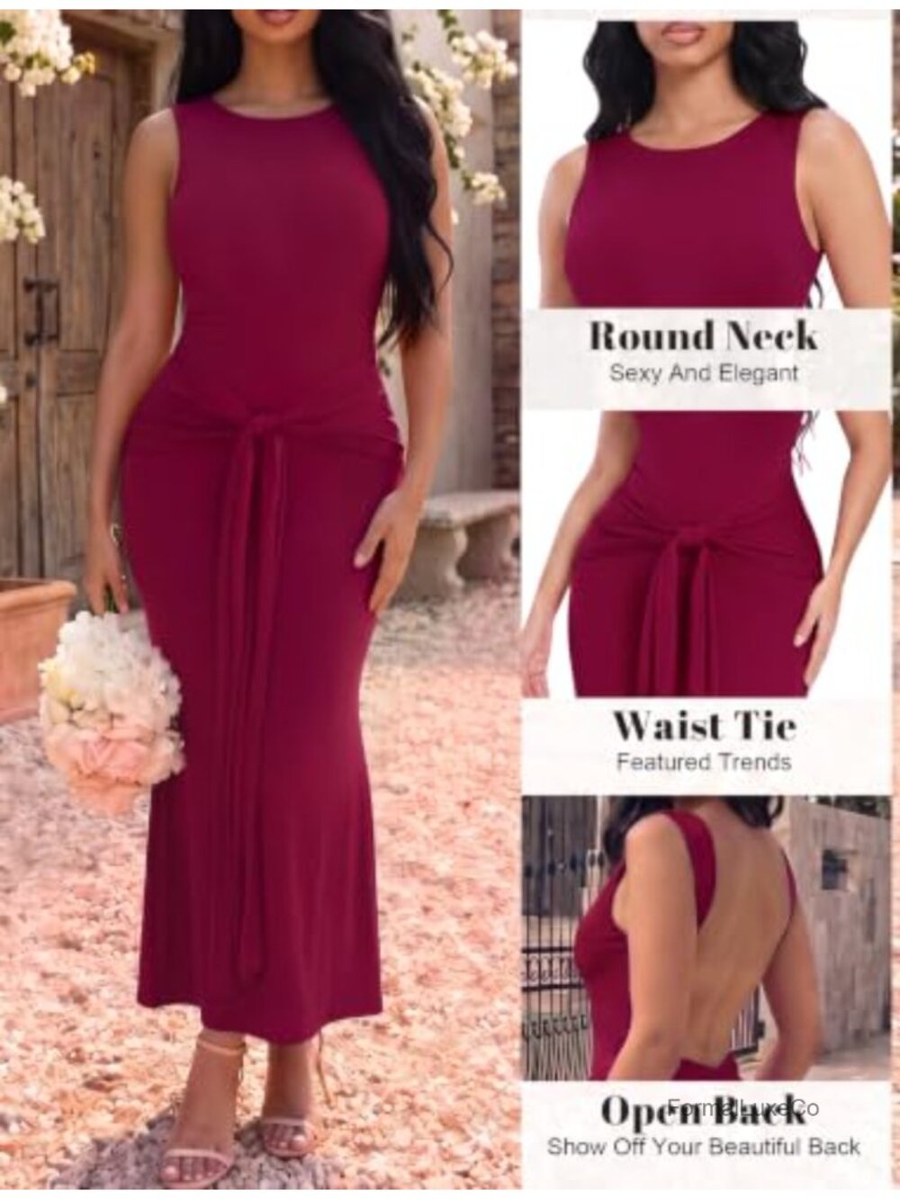Women's Backless Cocktail Maxi Dress Bodycon Sleeveless Party Wedding Guest - Picture 3 of 6